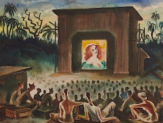 MALTBY SYKES, (American, 1911-1992), Evening Entertainment, Guam, watercolor