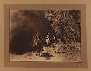 EDWARD SHERIFF CURTIS, (American, 1868-1952), Out of the Darkness, double border silver gelatin print