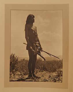 EDWARD SHERIFF CURTIS, (American, 1868-1952), Prayer to the Sun by Hopi Snake Priest, double border silver gelatin print
