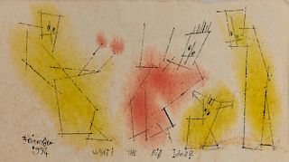 LYONEL FEININGER, (American/German, 1871-1956), What's The Big Idea? (Four Ghosties), 1954, ink and watercolor