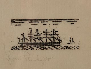 LYONEL FEININGER, (American/German, 1871-1956), Fünfmastiges Rahschiff (Five-Masted Square Rigger) [Prasse W306], woodcut