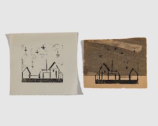LYONEL FEININGER, (American/German, 1871-1956), Gebaude mit Funf Sternen (Buildings with Five Stars) [Prasse W262], woodcut