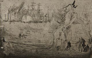 LYONEL FEININGER, (American/German 1871-1956), Der Reeder (The Privateer) [Prasse E41], drypoint etching