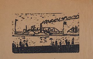 LYONEL FEININGER, (American/German, 1871-1956), Hudson River Dampschiff (Hudson River Steamer) [Prasse W312], woodcut