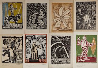 ERICH HECKEL, (German, 1883-1970), Eight "Jahresblatt" Woodcuts, woodcut