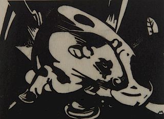 FRANZ MARC, (German, 1880-1916), Dir Stier (Bull Steer), woodcut