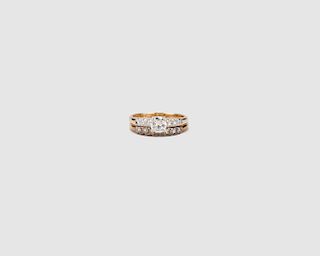 14K Gold and Diamond Ring and Band