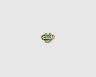 J.E. CALDWELL & CO. 18K Gold, Emerald, and Diamond Ring