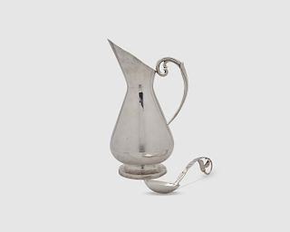 GEORG JENSEN Silver Ladle together with a Mexican Silver Water Pitcher