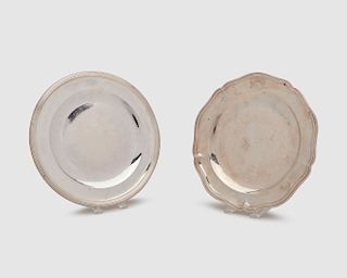 JEAN FRANCOIS VEYRAT Silver Circular Plate, Paris, 1832-1840, together with a Continental Silver Serving Plate, with crest