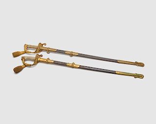 Two Similar Ceremonial U. S. Naval Officers Swords and Scabbards