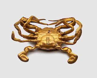 Japanese Meiji Gilt Bronze Figure of a Crab