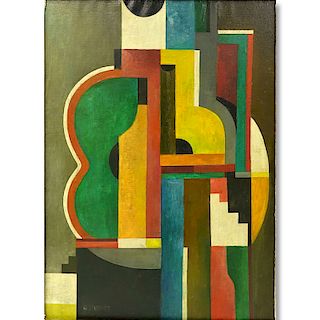 Attributed to: Gustave Buchet, Swiss (1888 - 1963) Oil on Canvas, Abstract Cubic Composition, Signed Lower Left, Light yellowing to varnish from age o