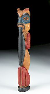 Early 20th C. Alaskan Native Wooden Totem Pole - Bear