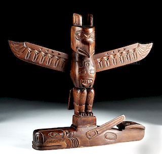 20th C. Nuu-chah-nulth (Nootka) Wooden Totem Pole