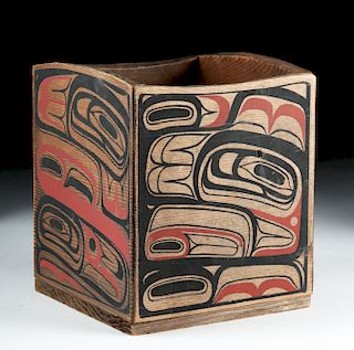 Mid-20th C. Northwest Coast Tsimshian Cedar Painted Box