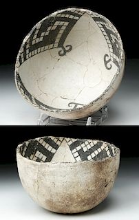 Anasazi Snowflake Black-on-White Pottery Bowl