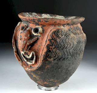 Early 20th C. Papua New Guinea Kwoma Pottery Face Jar