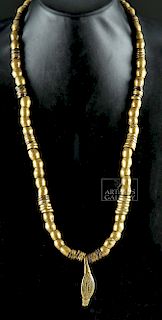 Early 20th C African Benin Cast Bronze / Brass Necklace