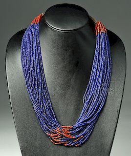 Early 20th C. Naga Multi-Strand Glass Bead Necklace