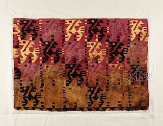 Pachacamac Textile Opened Coca Bag w/ Winged Llamas