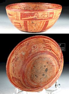 Mayan Copador Pottery Bowl - Abstract Avian Motif