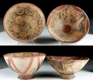 Pair of Carchi-Narino Pottery Negative-Resist Bowls
