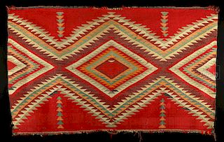 Late 19th C. Navajo Woven Rug - Eye Dazzler