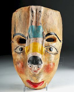 Mid-20th C. Guatemalan Wooden Festival Mask - Odd Nose