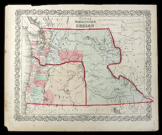 Colton's Map of Washington and Oregon, 1853