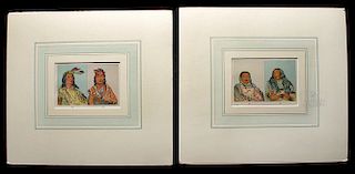 Two George Catlin Double Portraits of Indians, ca. 1860