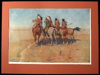 20th C. Frederic Remington Colliers Print "The Pioneer"