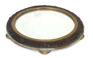 A Continental Bronze Plateau with Mirrored Top Diameter 11 1/4 inches.