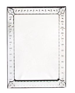 A Venetian Glass Framed Rectangular Mirror Height 41 x width 30 inches.