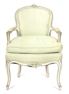 A Louis XV Style Painted Fauteuil Height 33 inches.