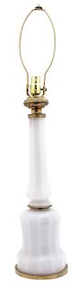A White Opaline Glass Base Table Lamp Height 21 3/4 inches.