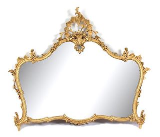 A Louis XVI Style Carved Giltwood Mirror Height 42 1/2 x width 51 inches.