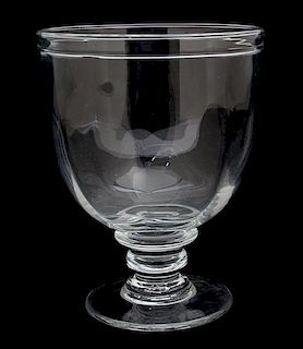 A Hand Blown Clear Glass Footed Urn Height 10 3/8 inches.