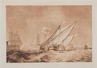 A Pair of Etchings After Joseph Mallord William Turner Plate 8 1/2 x 12 inches.