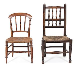 Two Rush Seat Child's Chairs Height of taller 28 3/4 inches.
