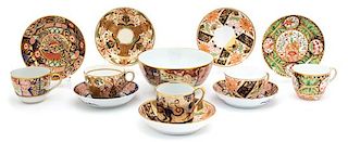 A Collection of English Imari Design Porcelains Diameter of saucer 5 inches.