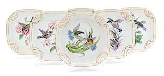 Six Hand Painted Porcelain Wall Plates Diameter 8 1/2 inches square.