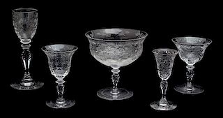 A Collection of Hawkes Crystal Wheel Cut Stemware Height of tallest 7 3/8 inches.