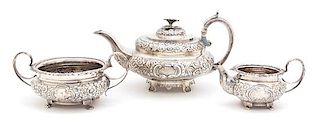 Three Pieces of Irish Georgian Silver, James Le Blas, Dublin, 1823, comprising a teapot, creamer and waste bowl
