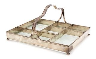 An American Silver Serving Tray with Lift Handle Height 5 3/4 x width 12 x depth 10 1/4 inches.