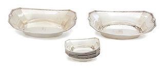 Thirteen American Silver Items, Gorham Mfg., Providence, RI, comprising two candy dishes and eleven matching nut dishes, monogra