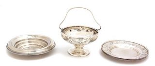 Four American Silver Articles, Various Makers, comprising a J. E. Caldwell small bowl, a Whiting footed bowl with fixed handle,