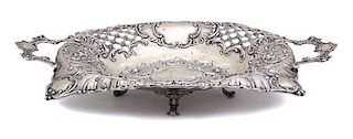 A French Silver Plate Reticulated Center Piece Height 3 x width 17 x depth 9 3/4 inches.