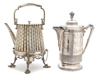 Two English Egyptian Revival Style Silver Plate Articles Height of tallest 16 1/2 inches.