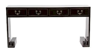 A Contemporary Chinese Lacquered Altar Table Height 36 x width 68 1/2 x depth 14 inches.